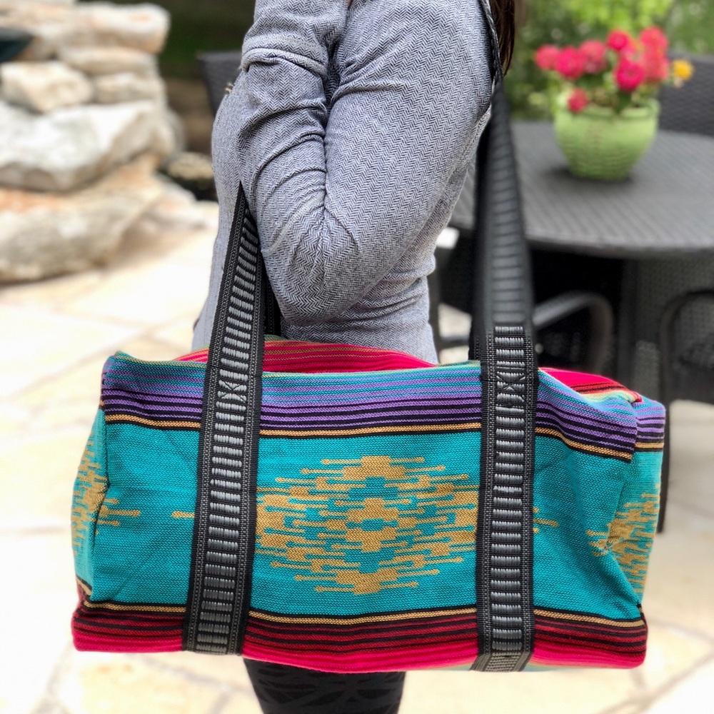 Pink & Teal Serape Stripe Weekend Bag